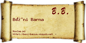 Béni Barna névjegykártya